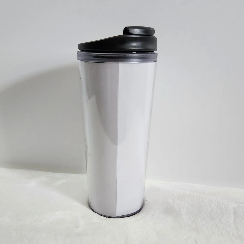 Starbucks Plastic Clear White Green Logo Travel Tumbler Mug 16 Oz